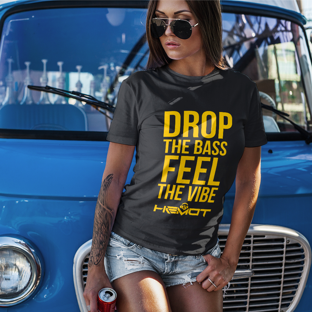 Tričko s potiskem DROP THE BASS YELLOW - GIRLS