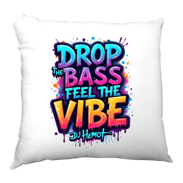 Polštář saténový s potiskem DJ HEMOT - DROP THE BASS