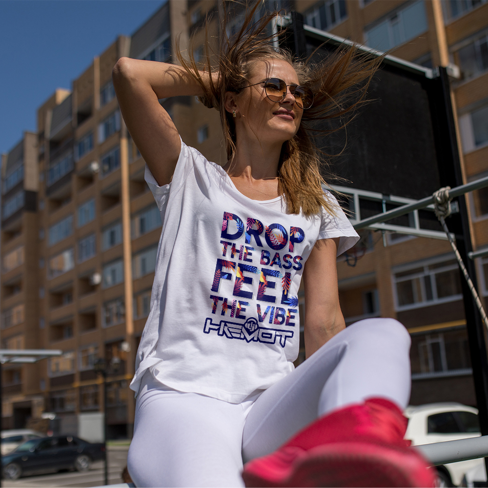 Tričko s potiskem DROP THE BASS SUMMER GIRL