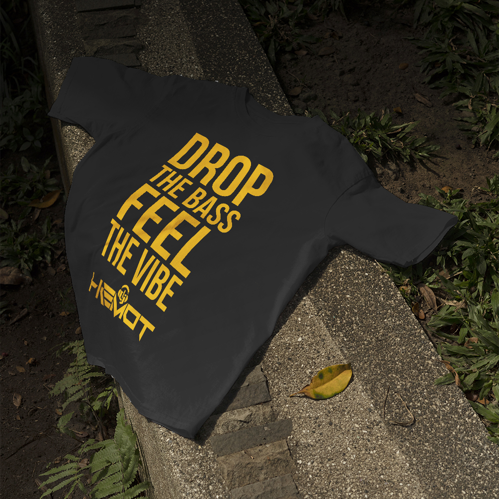 Tričko s potiskem DROP THE BASS YELLOW